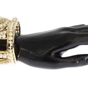 Dolce & Gabbana Gold Brass White Pearl Bangle